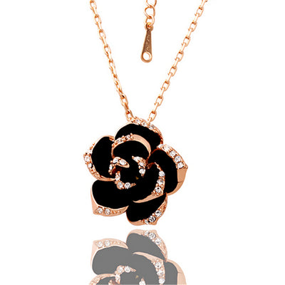 Rose Flower Enamel Jewelry Set