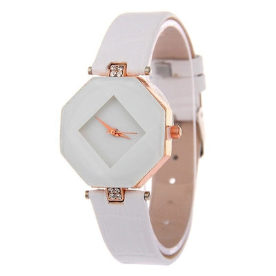 Crystal Leather Quartz Wristwatch