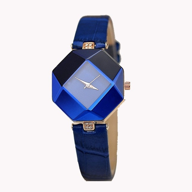Crystal Leather Quartz Wristwatch