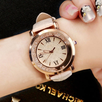 Rhinestone Leather Bracelet Watch