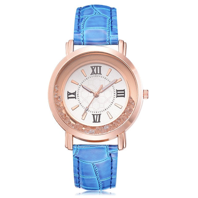 Rhinestone Leather Bracelet Watch