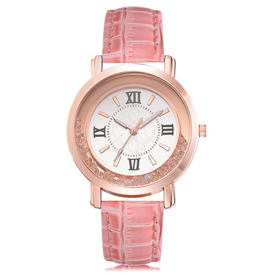 Rhinestone Leather Bracelet Watch