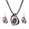 Leather Chain Enamel Gem Jewelry Sets