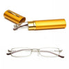 Stainless Steel Frame Resin Reading Glasses  With Tube Case Folding Anti Fatigue Presbyopic Eyeglasses